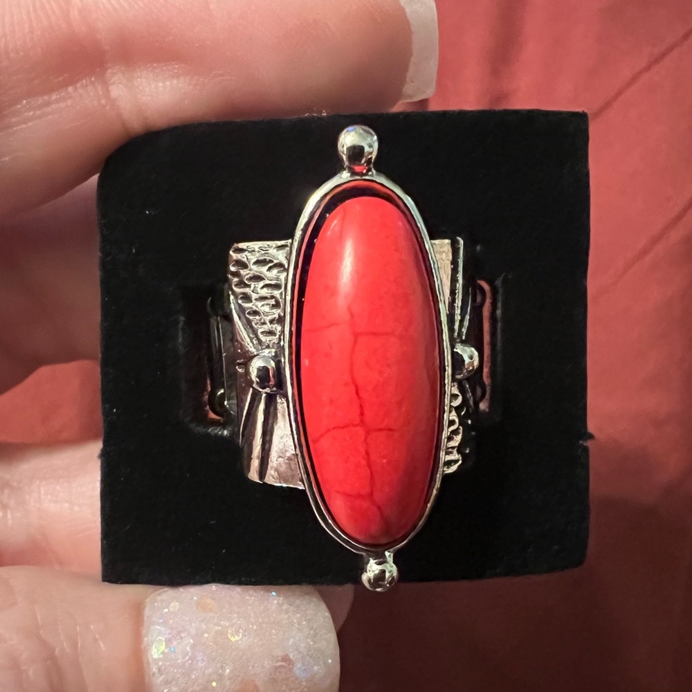 Paparazzi Red Crackle Stone Ring